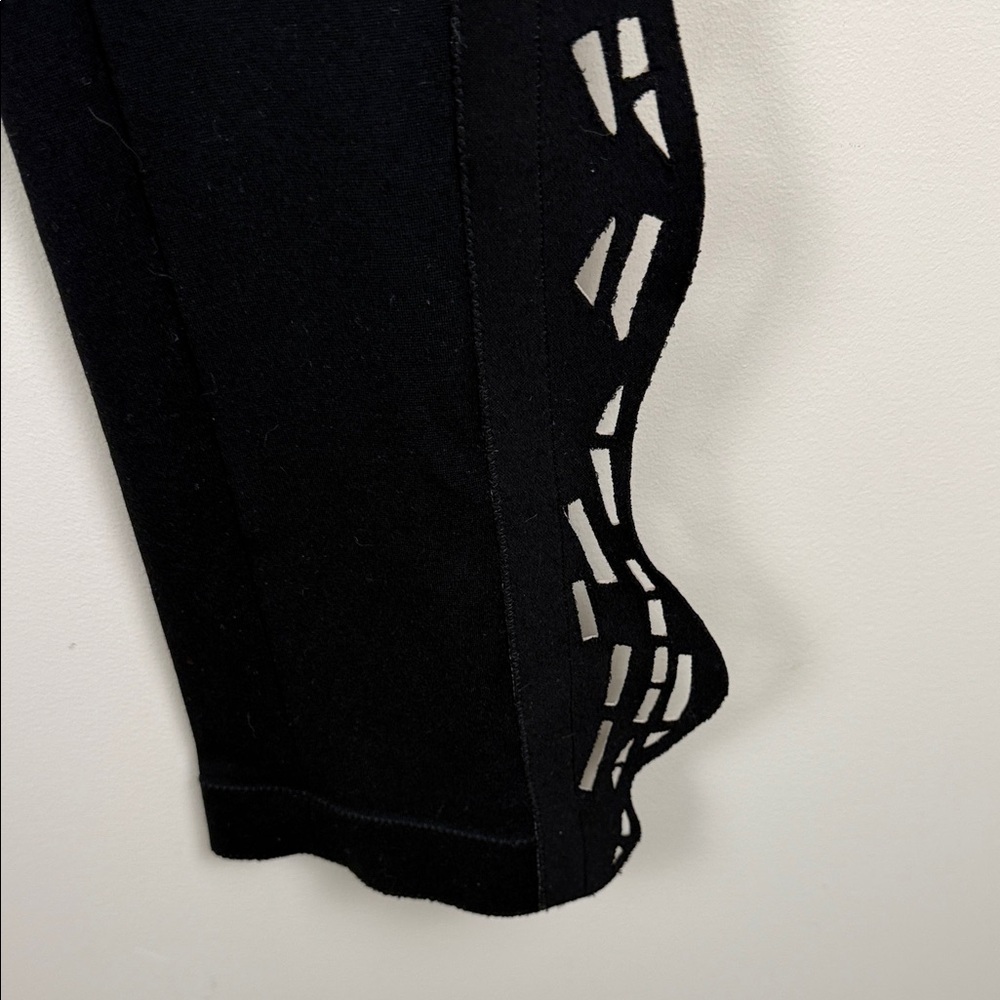 MARIE SAINT PIERRE 🇨🇦 black side zip pants with ruffle laser cut details small - Picture 6 of 14
